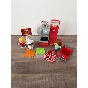 Fisher-Price Little People Target Run Set Playset Cart Figure Register Sign Bag